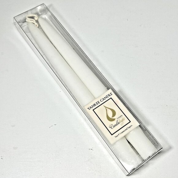YANKEE CANDLE Living By Candlelight White Two 9" Connected Taper‎ Candles - NEW - Picture 1 of 10